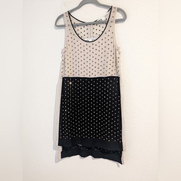 Diane Von Furstenberg Studded Rhinestone Silk Sleeveless Abrielle Mini Dress - Picture 5 of 14